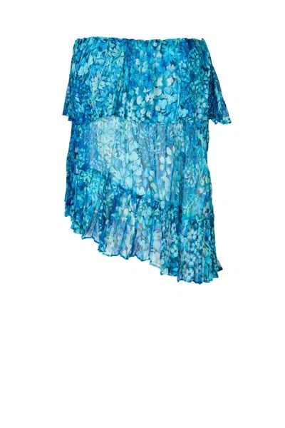 Twinset Top Monospalla Con Fantasia Floreale Azzurra In Blue