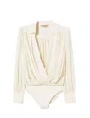Twinset Gathered Wrap-effect Blouse In Neutral