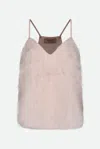 Twinset Light Pink Top With All-over Feathers In Brown