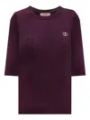 Twinset Ribbed Logo-plaque Jumper In Purple