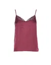 Twinset Bordeaux Top With Thin Strap And Logo Plaque On The Back In Fabric Woman In Red