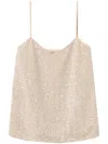 Twinset Top In Sequins Pearls Snow Delicate Beige