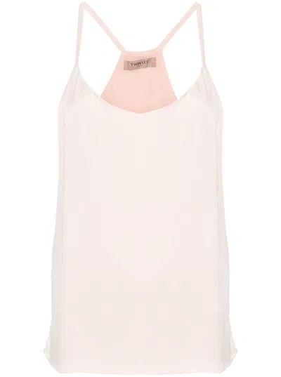 Twinset Sleeveless Satin Top In Pink