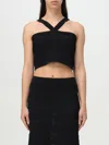 Twinset Top Cropped En Maille Avec Bretelles In Black
