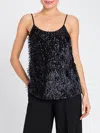 Twinset Sequin Fringe Top In Black