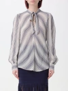 Twinset Striped Tie-neck Blouse In Blue