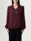 Twinset Chain-embellished Gathered Blouse In Burgundy