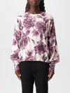 Twinset Twin-set Floral Pattern Viscose Sweater With Gathered Cuffs In Purple