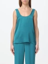 Twinset Shoulder Strap Satin Top In Blue