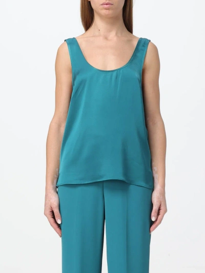 Twinset Shoulder Strap Satin Top In Green