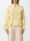 Twinset Lace-detailing Ruffled Blouse In Lemon