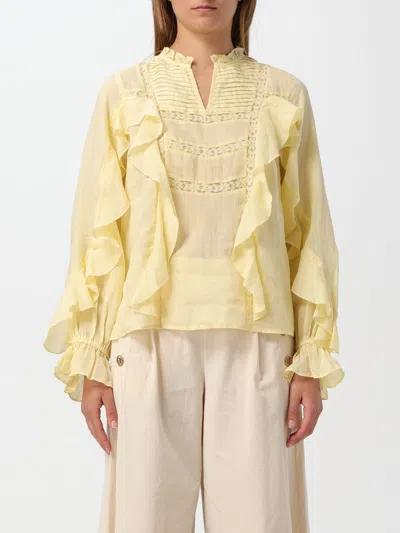 Twinset Lace-detailing Ruffled Blouse In Yellow