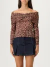 Twinset Leopard-print Off-shoulder Sweater In Multi