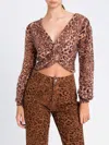 Twinset Cropped Sweater With Twisted Front In Brown