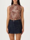 Twinset Leopard-print Sequin-embellished Top In Brown
