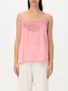 Twinset Embroidered-detailing Satin Top In Pink
