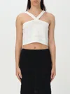 Twinset Twin-set Cropped Textured Top With Cross-front Straps In White