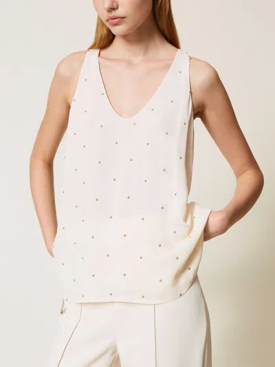 TWINSET TOP TWINSET WOMAN COLOR YELLOW CREAM,H30695090