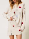 Twinset Mini-jupe En Fil Treeblend Avec Broderies In Neutral