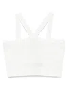 Twinset Twin-set Cropped Textured Top With Cross-front Straps In White