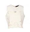 Twinset Embroidered Crew Neck Vest In White