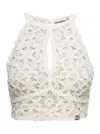 TWINSET WHITE TOP WITH CROCHET WORK IN COTTON WOMAN
