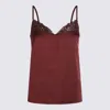 Twinset Top En Satin Avec Dentelle In Red