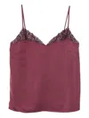 Twinset Bordeaux Top With Thin Strap And Logo Plaque On The Back In Fabric Woman In Pink
