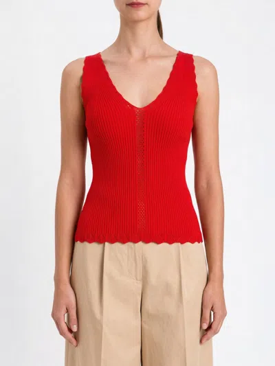 Twinset V-neck Ribbed Vest In Red