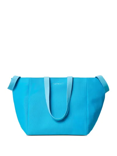 Twinset Tote Bag Aus Canvas Mit Logo-print In Blue