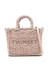 Twinset Twin-set Light Pink Crocheted Handbag With Dual Handles And Adjustable Strap In Parisienne Pink