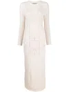 Twinset Treeblend Yarn Fitted Maxi Dress In Neutrals