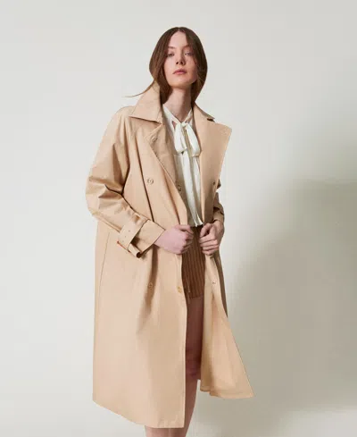 Twinset Trench En Sergé Avec Boutons Oval T In Brown