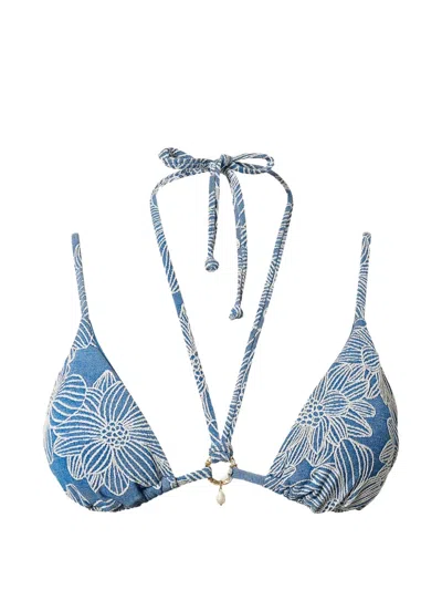 Twinset Triangle Bikini Top In Blue
