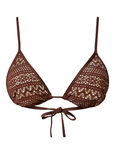 Twinset Triangle Bikini Top In Brown