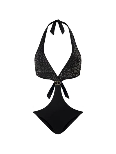 Twinset Trikini Oval Rhinestone One-pieces In Black