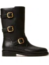 Twinset Triple-buckle Biker Boots In Black