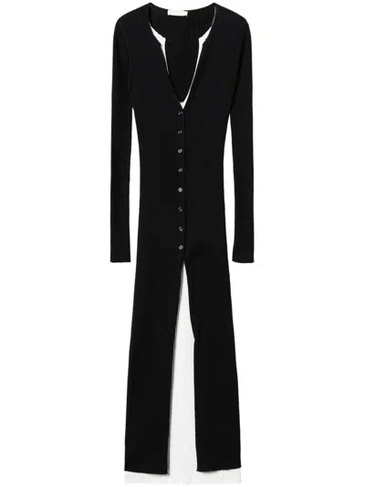 Twinset Trompe-l'oeil Knitted Dress In Black