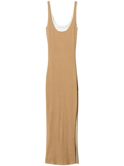 Twinset Trompe-l'oeil Knitted Dress In Neutrals