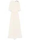 Twinset Twin-set Fully Pleated Light Beige Maxi Dress In Beige