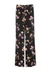 Twinset Black Floral Wide Leg Trousers In Black