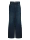 Twinset Wide-leg Trousers With Pockets And Loops In Blue