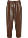 Twinset Snake-effect Cropped Trousers In Coffee/black