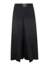 Twinset Belted Crepe Texture Maxi Skirt  In Negro