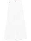Twinset White Pants With Wide Leg And Logo Patch On The Rear In Cotton Woman In White