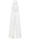 Twinset Twin-set White Wide-leg Jumpsuit With Halter Neck And Belted Waist In White