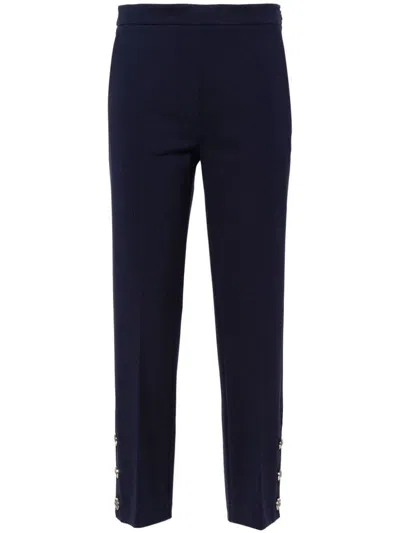 Twinset Trousers With Slits In Blue