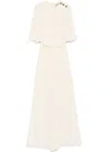 Twinset Twin-set Fully Pleated Light Beige Maxi Dress In Yellow