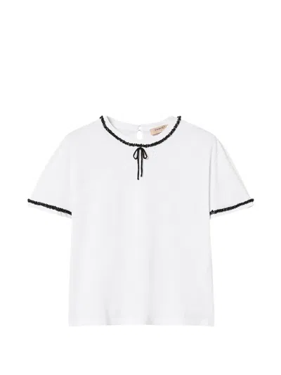 Twinset T-shirt With Trimming And Bow In White