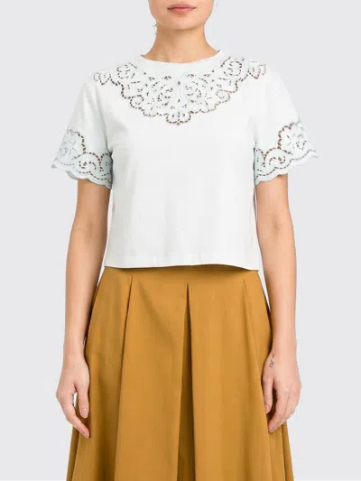 Twinset T-shirt Woman Color Gnawed Blue In White